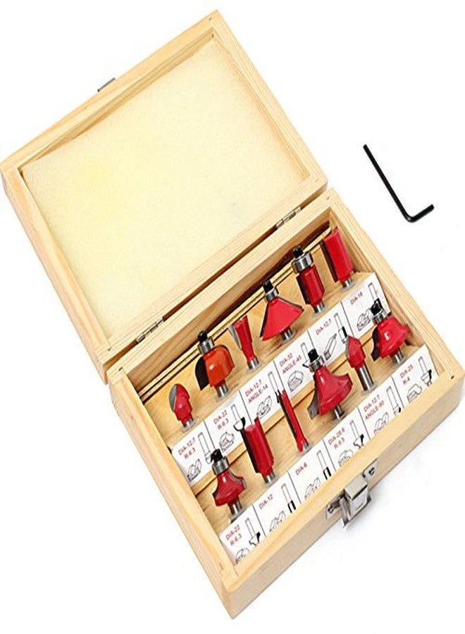 Digital Craft 12pcs Handle Milling Cutter Router Bit Set 8mm Wood Cutter Carbide Shank Mill Woodworking Trimming Engraving Carving Cut Tools